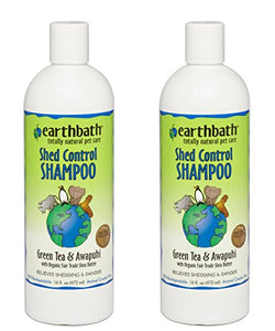 Earthbath All Natural Green Tea Shampoo Shed Control for Pets Dogs Cats (2 Pack), 16 oz