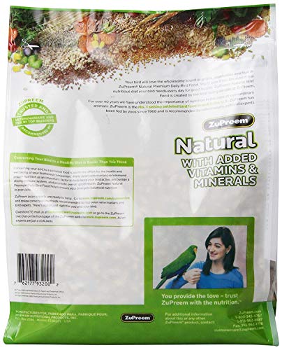 ZuPreem Natural with Added Vitamins, Minerals, Amino Acids Medium/Large Bird Food,3 lb.