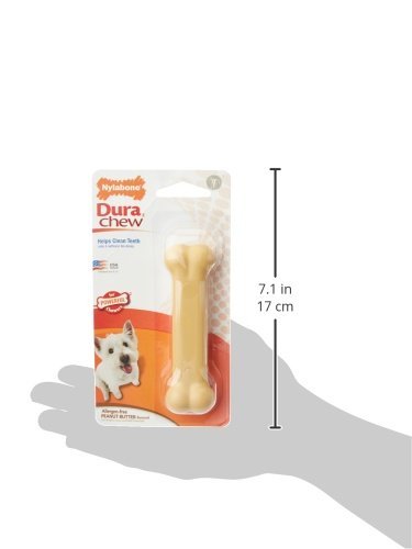 Nylabone Dura Chew Medium Peanut Butter Flavored Barbell Dog Chew Toy - 2 Pack