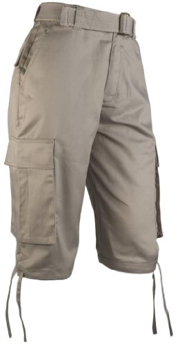 Eye Catch Men's Casual Cargo Cotton Twill Shorts 40 Stone