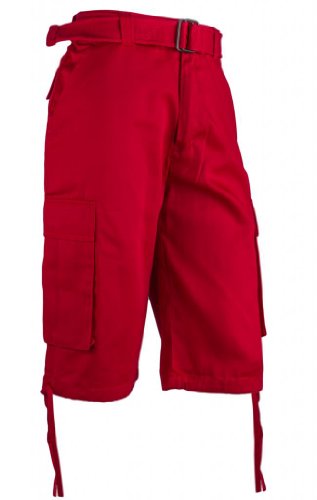 Eye Catch Men's Casual Cargo Cotton Twill Shorts 34 Red