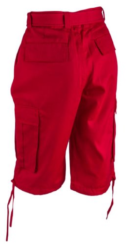 Eye Catch Men's Casual Cargo Cotton Twill Shorts 34 Red