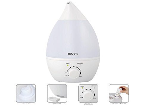 ASOM Ultrasonic Cool Mist Humidifier and Aroma Oil Diffuser, White