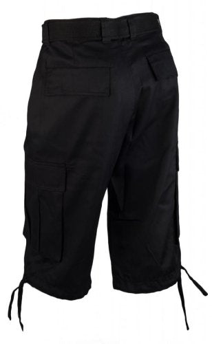Eye Catch Men's Casual Cargo Cotton Twill Shorts 34 Black