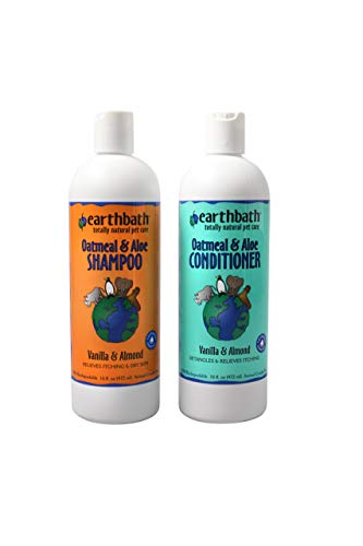 Earthbath Oatmeal & Aloe Shampoo / Conditioner Bundle (Vanilla & Almond) - (1) 16 OZ Shampoo, (1) 16 OZ Conditioner