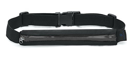 Speedflex Accessory Runner's Belt Pack for Marathon, Fitness, Exercise, Jogging with Weatherproof Zipper, Pink, Black, Blue (Black)