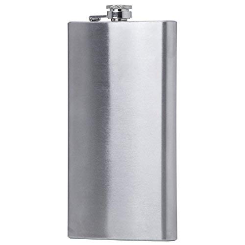 Maxam KTFLASK12 Stainless Steel, Lightweight Flask with a Screw-On, Leak Proof Lid, 12 Ounce, Polished Silver