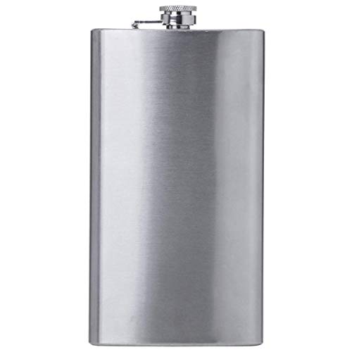 Maxam KTFLASK12 Stainless Steel, Lightweight Flask with a Screw-On, Leak Proof Lid, 12 Ounce, Polished Silver