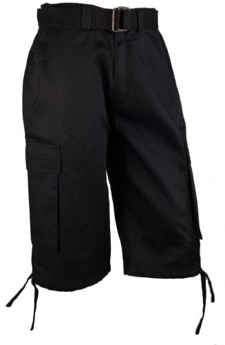 Eye Catch Men's Casual Cargo Cotton Twill Shorts 34 Black
