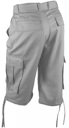 Eye Catch Men's Casual Cargo Cotton Twill Shorts 40 Light Grey