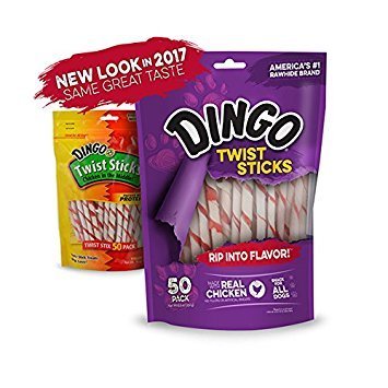 Dingo Twist Treat Sticks - Chicken-Filled Rawhide Chews