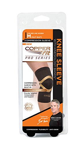 Copper Fit Pro Series Compression Knee Sleeve, Black with Copper Trim, X-Large,Packaging may Vary