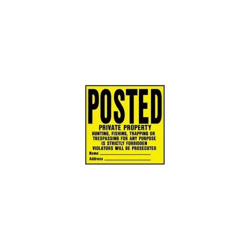 Hy-Ko YP-1 11" X 11" Plastic Private Property Sign, Yellow, Pack of 20