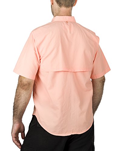 MenÂs Fishing Shirt Short-Sleeve with 2 Front Pockets RUNS ONE SIZE SMALL (Salmon, Medium)