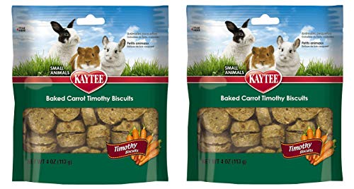 Kaytee 2 Pack of Baked Carrot Timothy Biscuits, 4 Ounces each, Timothy Hay Treats for Rabbits Guinea Pigs and Chinchillas