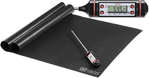 Iron Gadget 2 Grill/Oven Non-Stick Liner Mats (13X15 Â¾ inches) Along with Instant Read Digital Thermometer Probe. Change Your Grilling and Baking Experience Now!!!