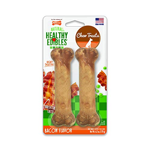 Nylabone Healthy Edibles Bacon Flavored Dog Treats | All Natural Grain Free Dog Treats Made In the USA Only | Small and Large Dog Chew Treats | 2 Count
