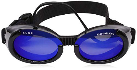Doggles Ils Small Metallic Black Frame and Blue Lens