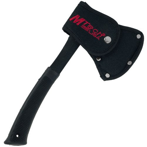 MTech USA Camping Axe, Two-Tone Blade, Black Rubberized Handle, 11-Inch Overall
