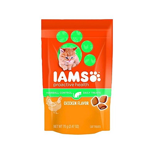 IAMS Proactive Health Hairball Care Chicken Flavor Daily Treats for Cats, 2.47 Oz (Pack of 4)