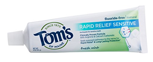 Tom's of Maine, Natural Rapid Relief Sensitive Toothpaste, Natural Toothpaste, Sensitive Toothpaste, Fresh Mint, 4 Ounce, 2-Pack