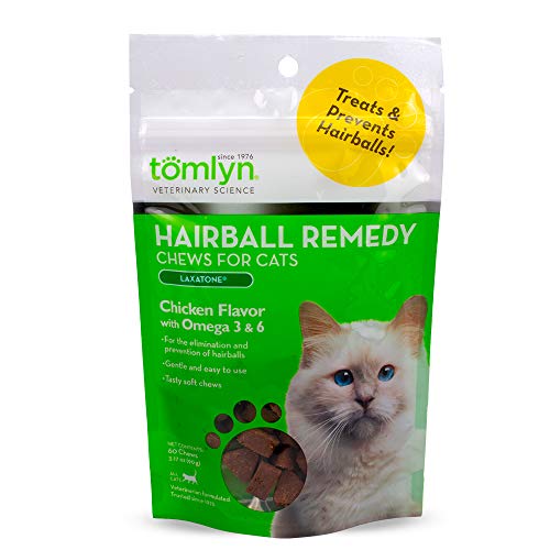 TOMLYN Laxatone Chicken-Flavor Hairball Remedy Chews for Cats and Kittens, 60ct