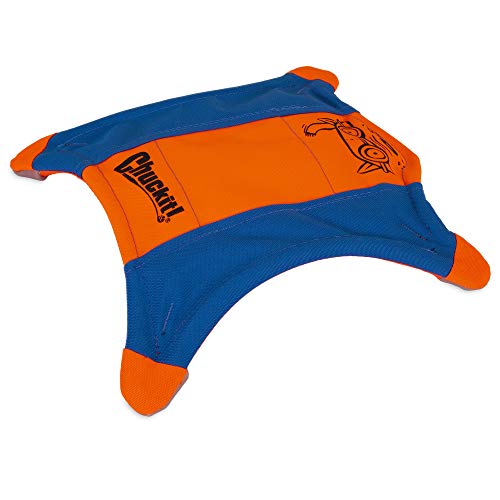 ChuckIt! Flying Squirrel Spinning Dog Toy, Large (Orange/Blue)