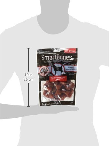 SmartBones Beef Flavor Rawhide-Free Dog Bones and Chews, Mini-24 Pieces/ 2 Pack