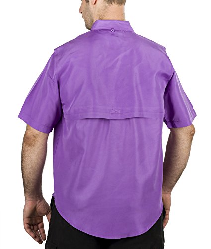 MenÂs Fishing Shirt Short-Sleeve with 2 Front Pockets RUNS ONE SIZE SMALL (Whitened Violet, Large)