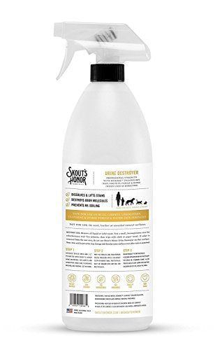 SKOUT'S HONOR Professional Strength, All-Natural Dog Urine Destroyer - Non-Toxic, Biodegradable, and Eco-Friendly - Odor Eliminating Technology Destroys Odor Molecules On Contact - 64-OZ Spray Bottle