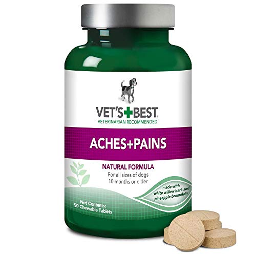 VetÂs Best Aspirin Free Aches + Pains Dog Supplement | Vet Formulated for Dog Pain Support and Joint Relief | 50 Chewable Tablets