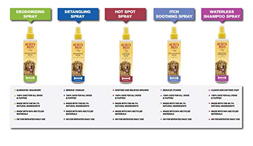 Burt's Bees for Dogs Natural Detangling Spray With Lemon and Linseed | Dog and Puppy Fur Detangler, 10 Ounces