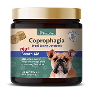 NaturVet Â Coprophagia Stool Eating Deterrent Plus Breath Aid Â Deters Dogs from Consuming Stool Â Enhanced with Breath Freshener, Enzymes & Probiotics Â 130 Soft Chews