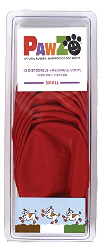 Pawz Red Water-Proof Dog Boot, Small, Up to 2-1/2-Inch
