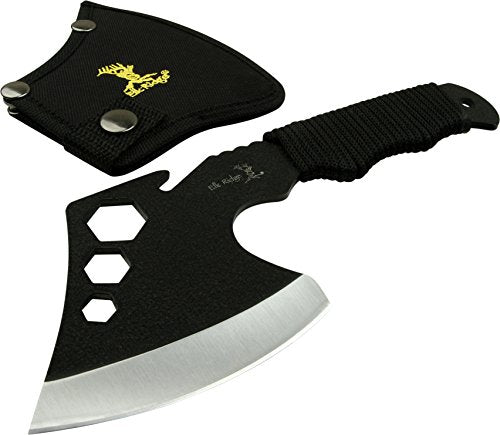 Elk Ridge - Outdoors Axe - 8-in Overall, 4-in Black Stainless Steel Axe Blade, Full Tang Construction, Black Cord Wrapped Handle, Nylon Sheath - ER-272