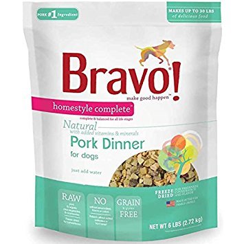 Bravo Homestyle Complete Freeze Dried Dinner Pork Dog Food, 6-Pound