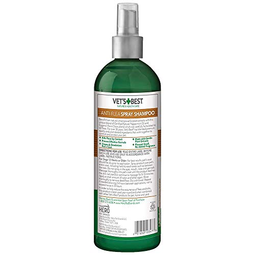 Vet's Best Anti-Flea Spray Dog Shampoo. 16 oz, USA Made