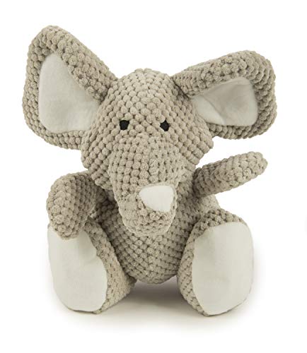 goDog Checkers Elephant With Chew Guard Technology Tough Plush Dog Toy, Grey, Large