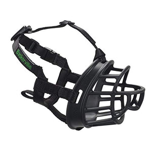 Baskerville Ultra Muzzle, dog muzzle to prevent biting and chewing, humane dog muzzle for small dogs, ideal for mini poodle, westie, jack russell terrier and more, Black