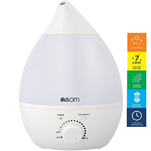 ASOM Ultrasonic Cool Mist Humidifier and Aroma Oil Diffuser, White