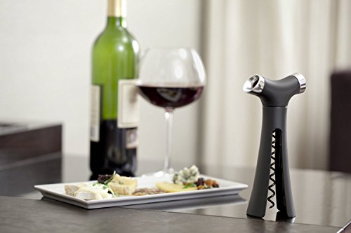 4 in 1 Wine Opener-Screwpull Corkscrew with Pour Spout, Bottle Stopper, Wine Foil Cutter (Black)
