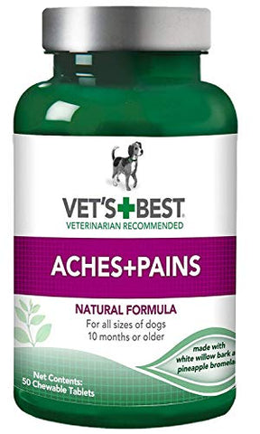 Aspirin Free Aches + Pains Dog Supplement | Vet Formulated for Dog Pain Support and Joint Relief | 100 Chewable Tablets
