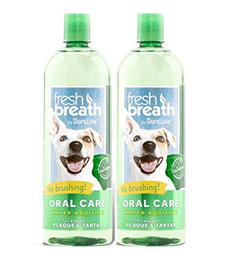 TropiClean Fresh Breath Plaque Remover Pet Water Additive 33.8oz (Pack of 2) - Packaging May Vary