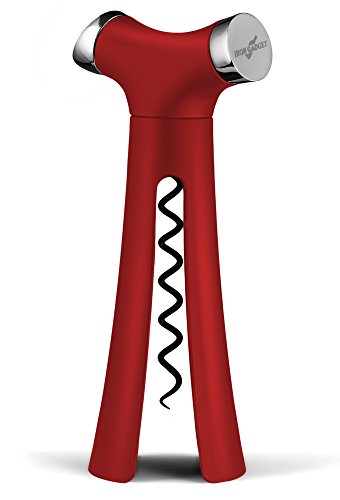 The Know-it-All 4 in 1 Wine Opener-Screwpull Corkscrew with Pour Spout, Bottle Stopper, Wine Foil Cutter (Red)