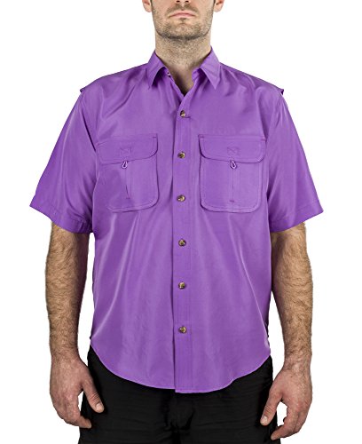 MenÂs Fishing Shirt Short-Sleeve with 2 Front Pockets RUNS ONE SIZE SMALL (Whitened Violet, X-Large)