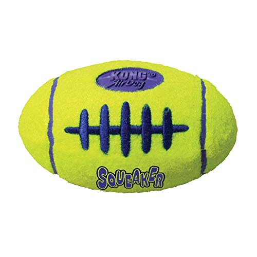 KONG - AirDog Squeaker Football - Squeaky Bounce and Fetch Toy, Tennis Ball Material - For Medium Dogs