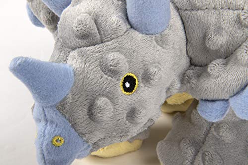 goDog Dinos Triceratops With Chew Guard Technology Tough Plush Dog Toy, Grey, Large