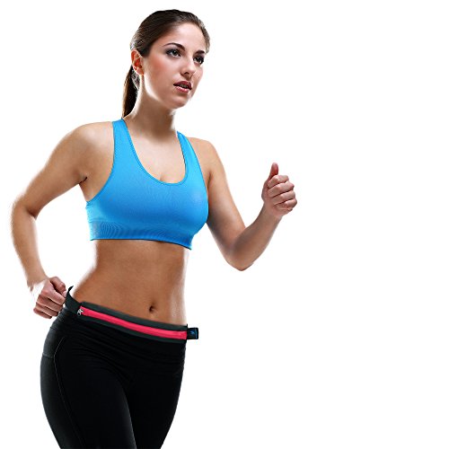 Speedflex Accessory Runner's Belt Pack for Marathon, Fitness, Exercise, Jogging with Weatherproof Zipper, Pink, Black, Blue (Hot Pink)