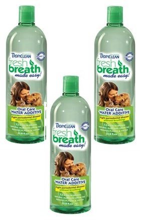 Tropiclean Fresh Breath Plaque Remover Pet Water Additive 33.8oz (Pack of 3) - Packaging may vary