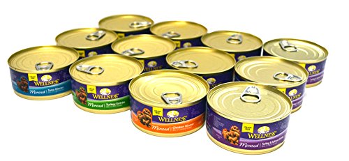 Wellness Minced Grain-Free Wet Cat Food Variety Pack - 4 Flavors (Tuna, Turkey, Chicken, and Turkey & Salmon) - 12 (5.5 Ounce) Cans - 3 of Each Flavor